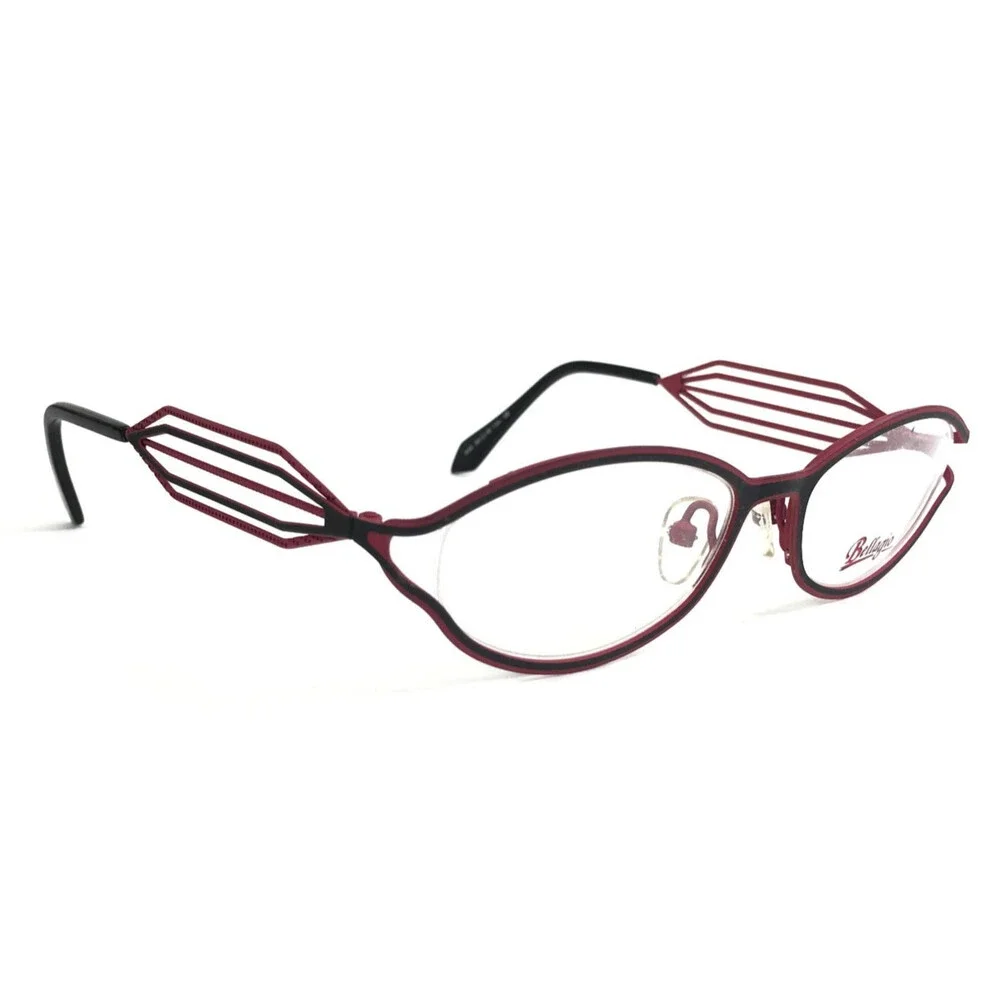Bellagio Eyeglasses Frames 630 C-03 Black Red Oval Full Rim 50-16-135